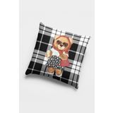 Viva Home 43X43Cm Tay Tüyü Dokuma Premium Kumaş Mrs. Teddy Bear Çift Taraflı Kırlent Yastık Kılıfı Krl920