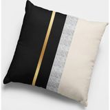 Viva Home 43X43Cm Varak Çizgili Premium Tay Tüyü Dokuma Kumaş Çift Taraflı Kırlent Yastık Kılıfı Krl978