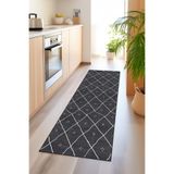 Viva Home Antrasit Yıkanabilir Kaymaz Tabanlı Etnik Desen Kesme Rulo Yolluk Özel Ölçülü Halı Ar1461, Antrasit, 80 X 160