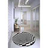 Viva Home Beyaz Kaymaz Tabanlı Makinede Yıkanabilir İlizyon Yuvarlak Halı Ilı05, Daire-5, 100 X 100