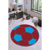Viva Home Bordo Mavi 61 Yuvarlak Taraftar Halısı Vh083, Bordo, 200 X 200