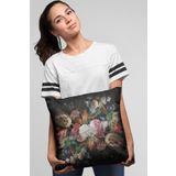 Viva Home Çiçekli Kırlent Yastık Kılıfı Premium Tay Tüyü Dokuma Kumaş Çift Taraflı 43X43Cm Krl103
