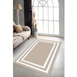 Viva Home Dijital Baskılı Dekoratif Makinede Yıkanabilir Kaymaz Tabanlı Halı Ar477, Bej, 80 X 150