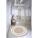 Viva Home Dijital Baskılı Dekoratif Makinede Yıkanabilir Kaymaz Tabanlı Yuvarlak Halı Ar510, Yuvarlak-Bej, 120 X 120