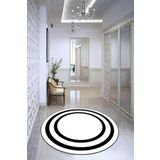 Viva Home Dijital Baskılı Dekoratif Makinede Yıkanabilir Kaymaz Tabanlı Yuvarlak Halı Ar599, Yuvarlak-Beyaz, 80 X 80