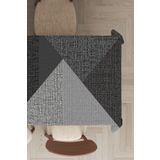Viva Home Füme Premium Tay Tüyü Kadife Yıkanabilir Leke Tutmaz Kumaş Geometrik Desenli Masa Örtüsü Mso514, Füme, 100 X 140