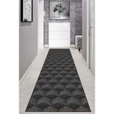 Viva Home Geometrik Desenli Kesme Özel Ölçü Rulo Yolluk Kaymaz Taban Mutfak Hol Antre Halısı Ar1206, Füme, 120 X 590