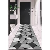 Viva Home Geometrik Kesme Özel Ölçü Rulo Yolluk Kaymaz Taban Mutfak Hol Antre Halısı Ar1465, Gri, 80 X 560