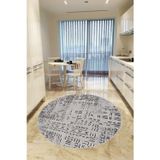 Viva Home Gri Kaymaz Taban Makinede Yıkanır Leke Tutmayan Daire Hitit Desen Makine Halısı Ar1377