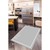 Viva Home Gri Kaymaz Tabanlı Kaşık Desenli Mutfak Halısı Yolluk Vh114, Gri, 120 X 180
