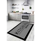 Viva Home Gri Kaymaz Tabanlı Kitchen Yazan Mutfak Halısı Yolluk Vh097, Gri, 60 X 200