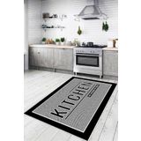 Viva Home Gri Kaymaz Tabanlı Kitchen Yazan Mutfak Halısı Yolluk Vh097, Gri, 80 X 450