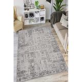 Viva Home Gri Kaymaz Tabanlı Makinede Yıkanır Leke Tutmayan Hitit Desen Mutfak Halısı Ar1376, Gri, 120 X 200