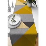 Viva Home Hardal Masa Örtüsü Leke Tutmayan Premium Tay Tüyü Dokuma Kumaş Runner Geometrik 40x140cm Rnr611