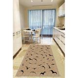 Viva Home Hasır Görünümlü Leke Tutmaz Kaymaz Tabanlı Yıkanabilir Mutfak Halısı Ar1050, Kuşlu, 80 X 200