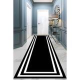 Viva Home Kaymaz Taban Dijital Baskılı Yolluk Siyah Beyaz Çerçeveli Ar307, Siyah, 50 X 80