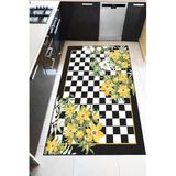 Viva Home Kaymaz Taban Leke Tutmayan Makinede Yıkanabilir Çiçekli Mutfak Halısı Ar1269, Sarı, 100 X 160
