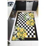 Viva Home Kaymaz Taban Leke Tutmayan Makinede Yıkanabilir Çiçekli Mutfak Halısı Ar1269, Sarı, 80 X 120