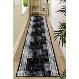 Viva Home Kaymaz Taban Makinede Yıkanabilen Kesme Rulo Yolluk Ar553, Siyah, 80 X 120