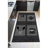 Viva Home Kaymaz Taban Makinede Yıkanabilir Mutfak Halısı Ar818, Siyah, 120 X 180