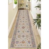 Viva Home Kaymaz Taban Makinede Yıkanabilir Vintage Kesme Yolluk Ar663, Bej, 80 X 470