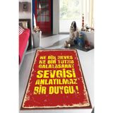 Viva Home Kaymaz Taban Makinede Yıkanan Aslan Taraftar Halısı Ar1155, Kırmızı-2, 80 X 150
