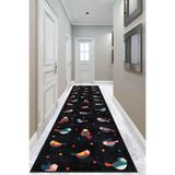 Viva Home Kaymaz Taban Otantik Kuşlu Kesme Rulo Yolluk Ar269, Siyah, 60 X 150