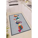 Viva Home Kaymaz Taban Papağanlı Modern Mutfak Halısı Ar317, Gri, 80 X 120