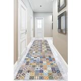 Viva Home Kaymaz Tabanlı Çini Desen Rulo Yolluk Ar337, Mavi, 100 X 320