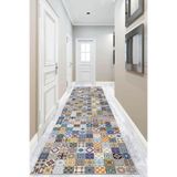 Viva Home Kaymaz Tabanlı Çini Desen Rulo Yolluk Ar337, Mavi, 80 X 300