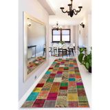Viva Home Kaymaz Tabanlı Kesme Rulo Yolluk Renkli Patchwork Ar320, Turuncu, 120 X 600