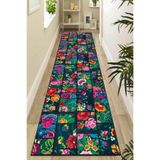 Viva Home Kaymaz Tabanlı Makinede Yıkanabilen Patchwork Kesme Rulo Yolluk Ar667, Siyah, 100 X 320