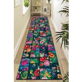 Viva Home Kaymaz Tabanlı Makinede Yıkanabilen Patchwork Kesme Rulo Yolluk Ar667, Siyah, 120 X 170
