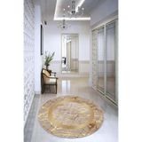 Viva Home Kaymaz Tabanlı Makinede Yıkanabilir Dekoratif Yuvarlak Halı Ar754, Gold-Daire, 120 X 120