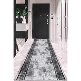 Viva Home Kaymaz Tabanlı Makinede Yıkanabilir Desen Kesme Rulo Yolluk Ar552, Gri, 100 X 540