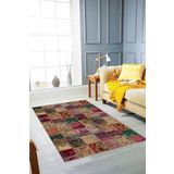 Viva Home Kaymaz Tabanlı Makinede Yıkanabilir Modern Dijital Baskılı Patchwork Halı Rv223, Bej, 160 X 230