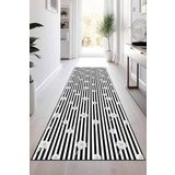 Viva Home Kaymaz Tabanlı Papatyalı Kesme Rulo Yolluk Halı Vh100, Beyaz, 100 X 260