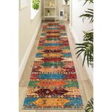 Viva Home Kilim Etnik Desenli Kaymaz Taban Mutfak Hol Antre Kesme Özel Ölçülü Rulo Yolluk Ar1086, Çok Renkli, 80 X 240