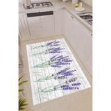 Viva Home Kir Leke Tutmayan Kaymaz Tabanlı Makinede Yıkanır Çiçekli Mutfak Halısı Ar1241, Lila, 100 X 160