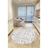 Viva Home Kırık Beyaz Kaymaz Tabanlı Makinede Yıkanır Leke Tutmayan Daire Hitit Desen Mutfak Halısı Ar1374, Kırık Beyaz - Daire, 200 X 200