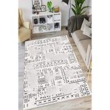 Viva Home Kırık Beyaz Kaymaz Tabanlı Makinede Yıkanır Leke Tutmayan Hitit Desen Mutfak Halısı Ar1373, Kırık Beyaz, 120 X 200