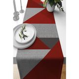 Viva Home Kırmızı Masa Örtüsü Leke Tutmayan Premium Tay Tüyü Dokuma Kumaş Runner Geometrik 40x140cm Rnr605