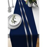 Viva Home Lacivert 40x140 Cm Silver Premium Süet Dokuma Kumaş Leke Tutmayan Masa Örtüsü Runner Rnr513