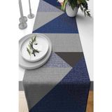 Viva Home Lacivert Masa Örtüsü Leke Tutmayan Premium Tay Tüyü Dokuma Kumaş Runner Geometrik 40x140cm Rnr610