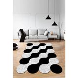 Viva Home Lazer Kesim Makinede Yıkanabilen Kaymaz Dekoratif Halı Ar526, Gri, 80 X 150