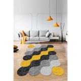 Viva Home Lazer Kesim Makinede Yıkanabilen Kaymaz Dekoratif Halı Rv314, Sarı, 80 X 150
