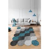 Viva Home Lazer Kesim Makinede Yıkanabilen Kaymaz Dekoratif Halı Rv512, Turkuaz, 100 X 200