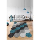 Viva Home Lazer Kesim Makinede Yıkanabilen Kaymaz Dekoratif Halı Rv512, Turkuaz, 120 X 180