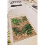 Viva Home Leke Tutmaz Hasır Görünümlü Kaymaz Tabanlı Yıkanabilir Mutfak Halısı Ar1052, Yaprak, 80 X 120