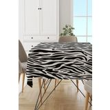 Viva Home Leke Tutmaz Leke Tutmaz Tay Tüyü Kadife Yıkanabilir Kumaş Zebra Desenli Masa Örtüsü Mso100, Siyah, 140 X 240